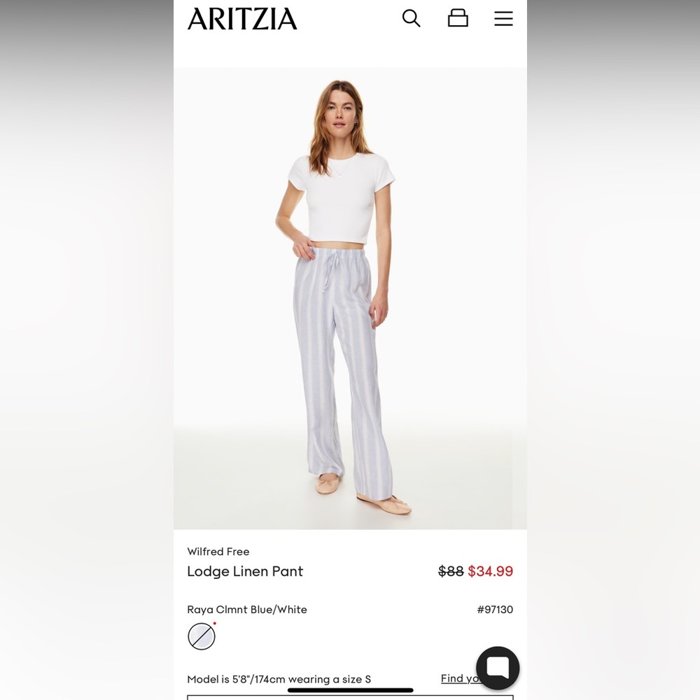 Aritzia Wilfred Free Lodge Linen Pant